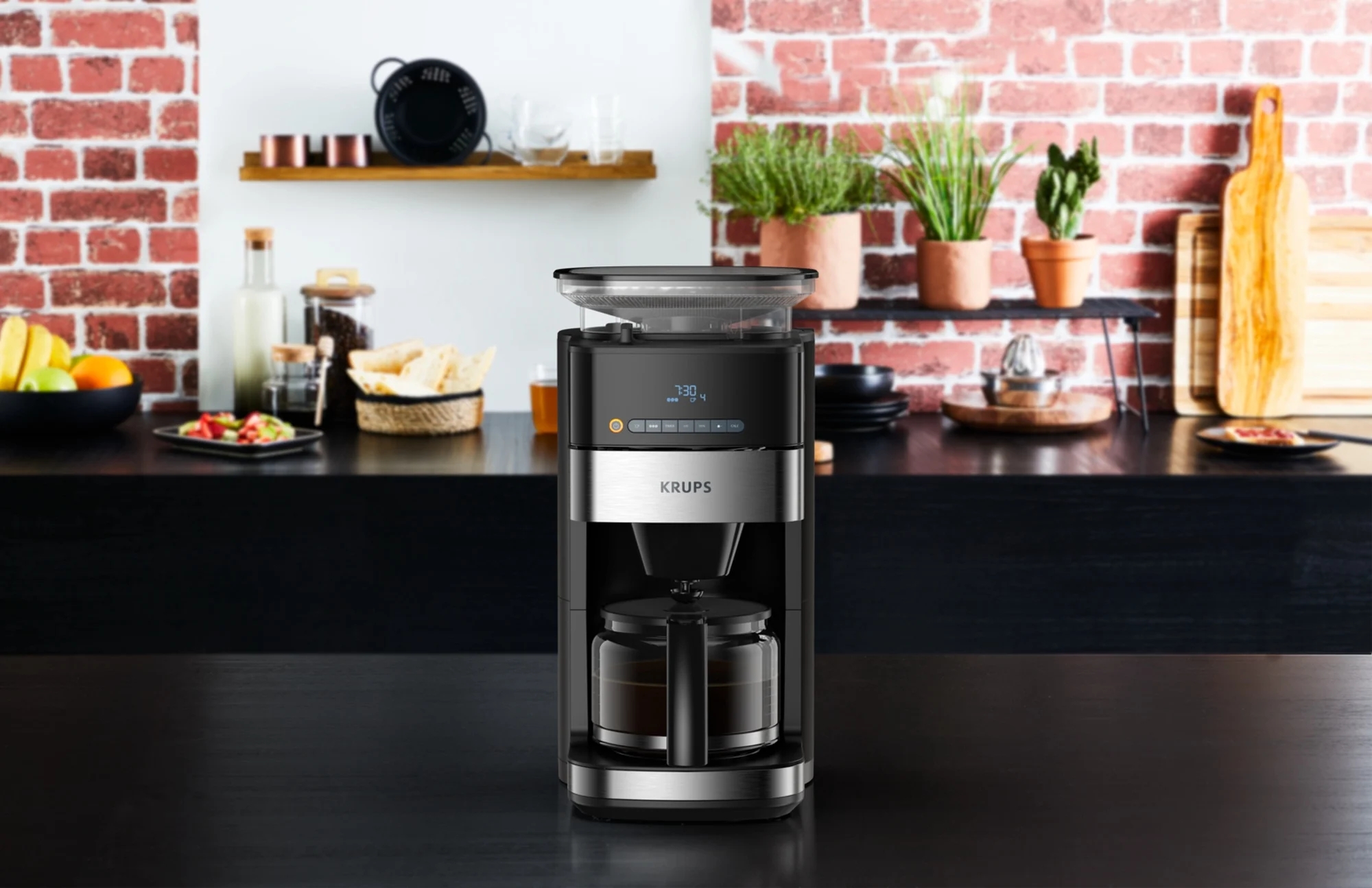 Кофеварка Krups KM8328 Grind and Brew с кофемолкой и таймером, чёрная